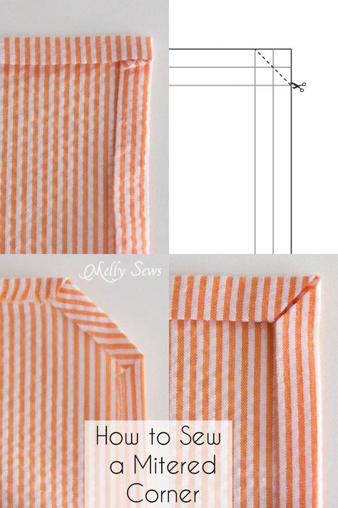 Sew Napkins - Mitered Corners or Rolled Hems - Melly Sews Corak Menjahit, Sewing 101, Sew Ins, Beginner Sewing Projects Easy, Techniques Couture, Creation Couture, Sewing Lessons, Quilting Tips, Sewing Projects For Beginners