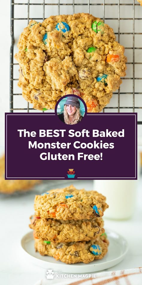 Gluten Free Monster Cookies Recipes, Monster Cookies Without Flour, Original Monster Cookies Recipe, No Flour Monster Cookies, Monster Cookies No Flour, Flourless Monster Cookies, Monster Cookies Gluten Free, Oatmeal Monster Cookies, Soft Monster Cookies