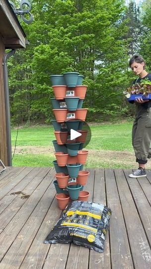 9.1M views · 148K reactions | A stackable #container #garden all from the dollar store! Easy #diy ! #reels #gardening #salad #strawberries | Leon & LaCongo | Leon & LaCongo · Original audio Stackable Planters, Backyard Seating Area, Backyard Seating, Plant Hacks, Food Garden, Container Garden, Growing Indoors, Deck Decorating, Growing Vegetables