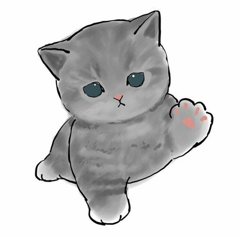 Gray Cat Drawing, Grey Cat Drawing, Cat Pictures Funny, Kitten Sitting, Gray Kitten, Kawaii Cat Drawing, Pop Cat, Kanae Kocho, Sand Cat