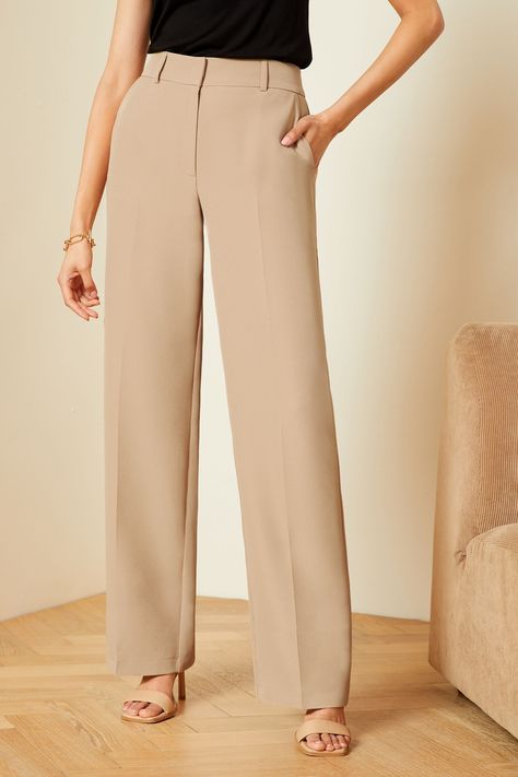 Tailored trousers with a flattering wide leg and fitted high waist. Available in a range of classic and trendy colours. High waisted. Wide leg fit. Side pockets. Main 95% Polyester, 5% Elastane. Lining 100% Polyester. Formal Trousers Women, High Waisted Wide Leg Pants, Love Roses, Trouser Design, Tencel Fabric, Classic Pants, Easy Trendy Outfits, Dinner Outfits, Chic Outfit