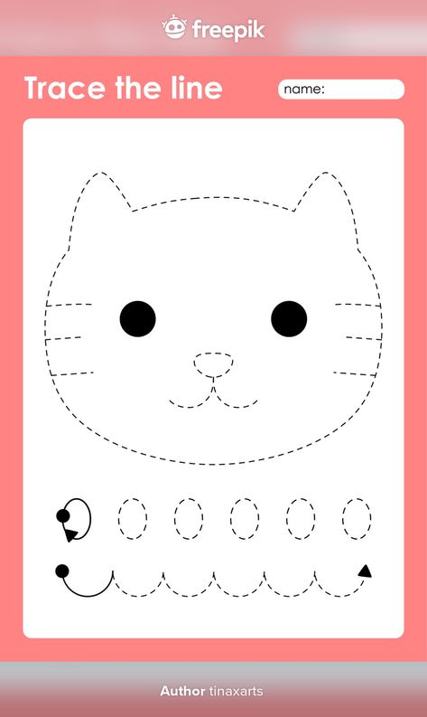 Cat - tracing lines preschool worksheet ... | Premium Vector #Freepik #vector #cartoon #animals #cat #game Cat Worksheets For Preschool, Preschool Cat Activities, Cat Activities For Preschool, Cat Games For Kids, Lines Preschool, Cat Activities, Tame Animals, Bird Outline, Body Parts Preschool