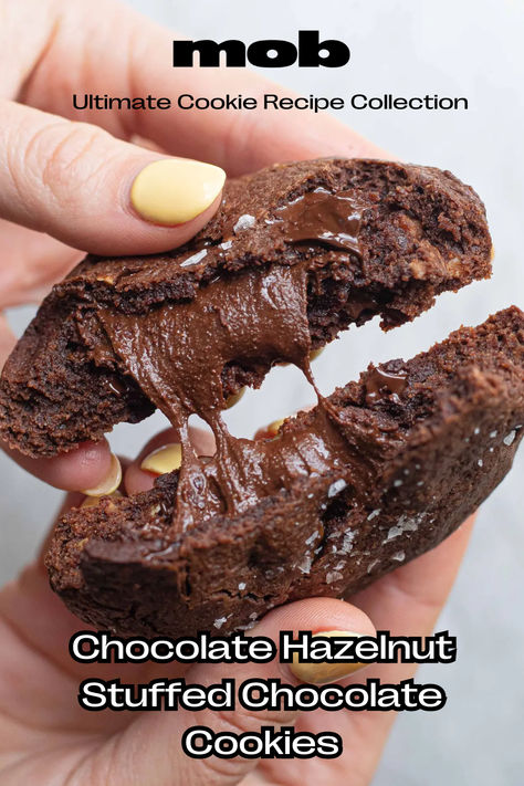 We've made a homemade version of everyone's favourite chocolate and hazelnut spread and stuffed it inside a gooey, soft cookie dough. Stuffed Chocolate Cookies, Ultimate Cookie Recipe, Ultimate Cookies, Nutella Spread, Homemade Nutella, Nutella Cookies, Healthy Cookie Recipes, Hazelnut Spread, Best Cookie Recipes