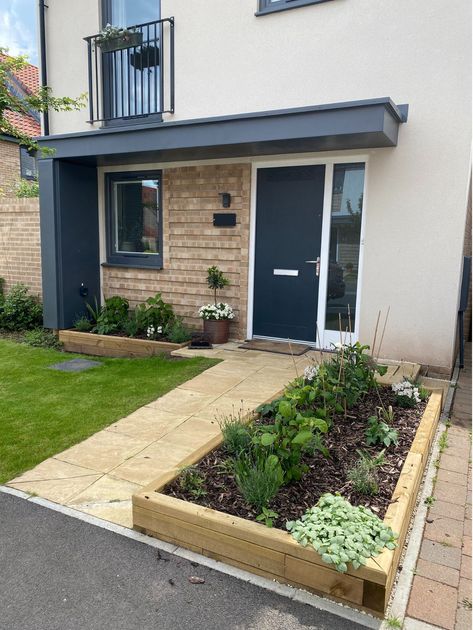 Find out how our customer Ruth transformed her front garden. See the before, during and after photos here. Front Garden Raised Bed Ideas, Front Garden Raised Beds, New Build Front Garden, New Build Front Garden Ideas Uk, Garden Before And After, Small Front Garden Ideas Uk, Front Garden Ideas Uk, New Build Garden Ideas, Small Front Garden Ideas