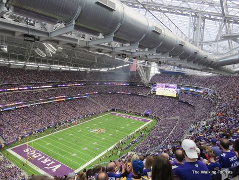 Enjoying a Minnesota Vikings game at US Bank Stadium Us Bank Stadium, Us Bank, Vikings Game, Nfl Stadiums, Minnesota Vikings Football, Nfl Photos, Stadium Design, Vikings Football, Future Job