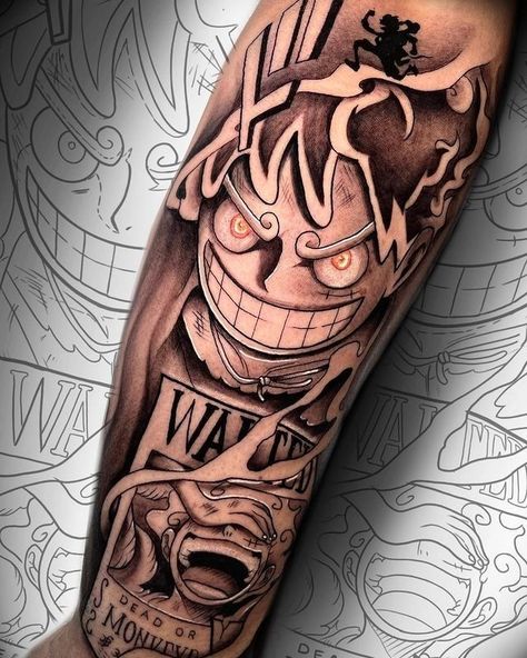 LUFFY GEAR 5 by @rareboyz__ Follow @onepiecetats to see more inks like this daily. #onpiecetats #onepiece #onepiecetattoo #aninetattoo… | Instagram Naruto And Luffy Tattoo, Monkey D Luffy Tattoo Design, One Piece Wano Tattoo, Luffy Tattoo One Piece, Doflamingo Tattoo, Gear 5 Luffy Tattoo, Gear 5 Tattoo, One Piece Luffy Gear 5, Gear 5