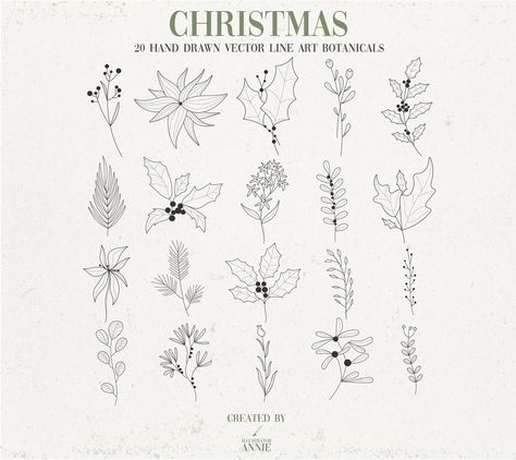 This is a set of 20 ready to use hand-drawn Christmas vector SVG botanicals that are perfect for Christmas gifts and Christmas cards! This set includes 20 Christmas line art illustrations in dark grey. These winter floral clipart illustrations are perfect for creating Christmas cards, winter birthday cards, and more! 🌿 𝐌𝐨𝐫𝐞 𝐂𝐡𝐫𝐢𝐬𝐭𝐦𝐚𝐬 𝐩𝐫𝐨𝐝𝐮𝐜𝐭𝐬: https://www.etsy.com/shop/IllustratorAnnie?ref=seller-platform-mcnav&search_query=CH21 📩 𝐖𝐡𝐚𝐭 𝐲𝐨𝐮 𝐰𝐢𝐥𝐥 𝐫𝐞𝐜𝐞𝐢𝐯𝐞 : Christmas Botanicals, Christmas Florals, Winter Florals, Floral Line Art, Create Christmas Cards, Christmas Plants, Illustration Noel, Winter Floral, Drawing Clipart