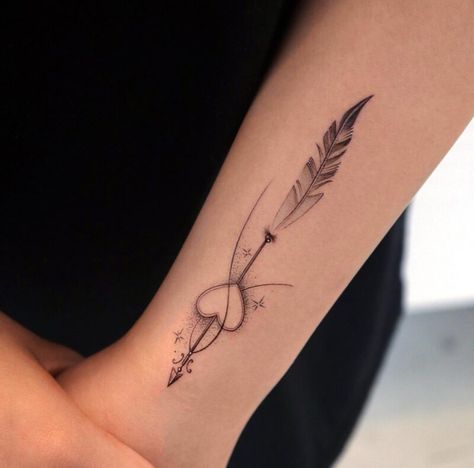 Arrow and feather tattoo located on the wrist Rebirth Tattoo, Arrow Tattoos For Women, Sagittarius Tattoo, मेहंदी डिजाइन, Feather Tattoo Design, Forearm Tattoo Women, Hand Tattoos For Women, Tatuaje A Color, Arrow Tattoo