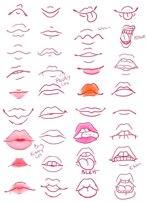 Lip Reference, Desen Realist, Mouth Drawing, Couple Drawing, Drawing Tutorial Face, Drawing Eyes, Siluete Umane, Lips Drawing, Drawing Faces