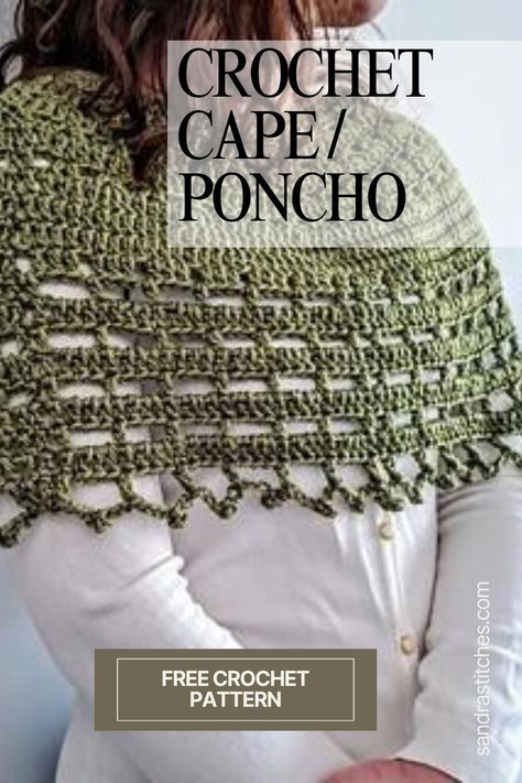 Cozy Crochet Cape Pattern - The Forest Tales - Sandra Stitches Caplet Pattern Crochet Free, Crochet Capelet Free Pattern, Crochet Cape Pattern Free, Cape Pattern Free, Caplet Pattern, Cape Au Crochet, Crochet Capelet Pattern, Crochet Cape Pattern, Capelet Pattern