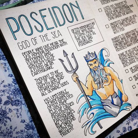 Mythology Journal, Poseidon God Of The Sea, Poseidon God, Greek Mythology Books, Mythology Books, Bad Temper, Witch Spell Book, Witch Spell, Witch Books