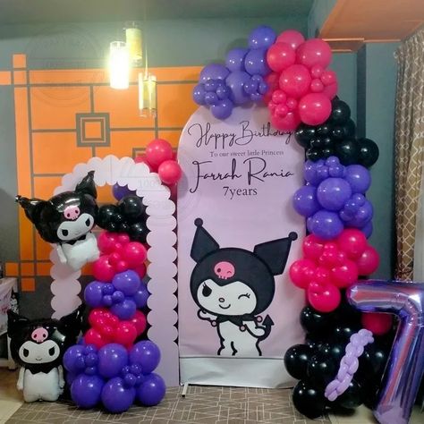 172pcs Sanrio Kuromi Themed Balloon Rose Red Purple Black Latex Balloon Arch Kit for Girl Child Balloon Arch Kit, Sanrio Kuromi, Arch Kit, Balloon Decorations Party, Balloon Arch, Latex Balloons, Little Princess, Purple Black, Red Purple