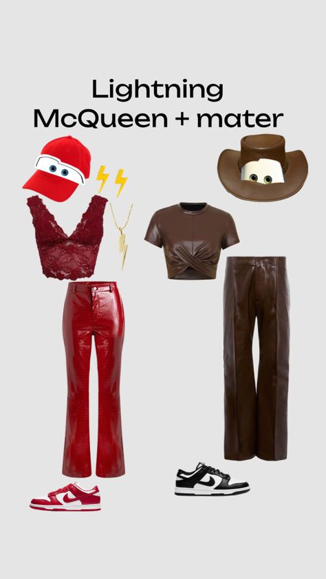 Lightning McQueen and mater halloween costume #halloween2023 #costumeforduos Mater Halloween Costume, Cute Bff Halloween Costumes, Cars Halloween Costume, Lightning Mcqueen And Mater, Mcqueen And Mater, Lighting Mcqueen, Cute Group Halloween Costumes, Classy Halloween Costumes, Matching Halloween Costumes