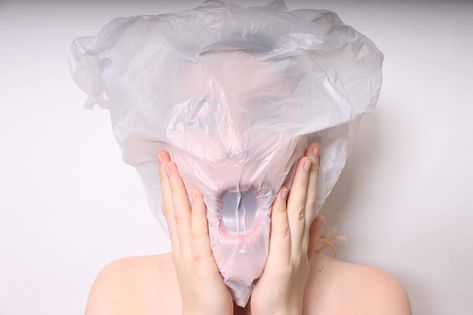 Plastic Bag Over Head, Plastic Bag Photoshoot, Plastic Bag Over Head Photography, October Art, Face Photography, Simple Shapes, Plastic Bag, Reality Tv, Self Portrait