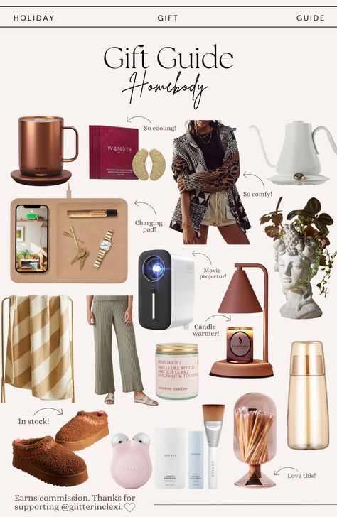 Gifts for the Homebody - Gifts for Staying Cozy at Home - GLITTERINC.COM Homebody Gift Guide, Homebody Gifts For Women, Homebody Gifts, Cozy Gifts, Gift Guide For Men, Cozy At Home, Feminine Gifts, Cute Presents, Unique Gifts For Mom