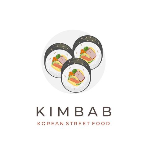 Logo Jualan Makanan Aesthetic, Kimbab Korean Aesthetic, Kimbap Illustration, Logo Brand Makanan, Kimbab Aesthetic, Korean Food Logo, Korean Logo Design, Logo Design Makanan, Korean Logo