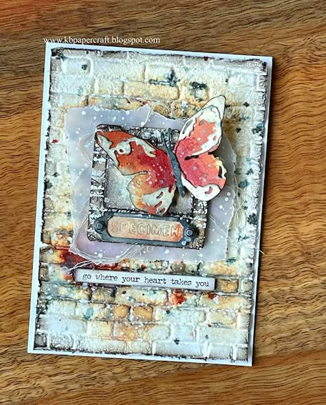 2024 Inspiration, Tim Holtz Dies, Tim Holtz Cards, Mixed Media Cards, Tim Holtz Sizzix, Atc Cards, Butterfly Cards, Mixed Media Art Journaling, Mix Media