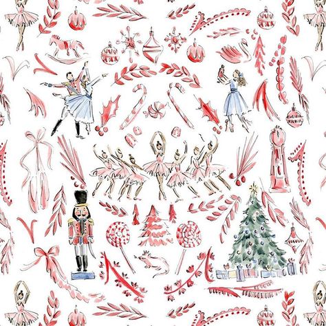 Nutcracker toile 🎄 Riley Sheehey, Christmas Pattern, Nutcracker, Trees, Christmas, Red, Pattern, On Instagram, White