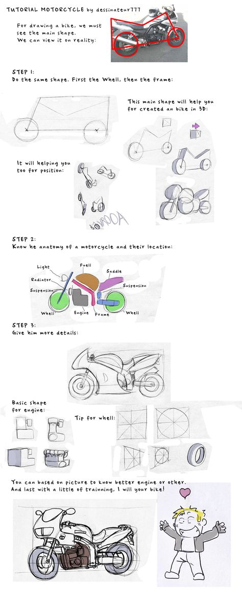 Motorcycle Art Reference, Motorcycle Rider Reference, Man On Motorcycle Drawing Reference, Man On Motorcycle Drawing, Motorcycle Pose Reference Drawing, Motorbike Drawing Reference, How To Draw Motorbike, Motorcycle Drawing Tutorial, Person Riding Motorcycle Reference