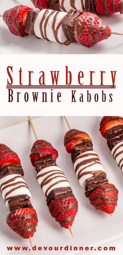 Brownie Kabobs, Strawberry Kabobs, Strawberry Brownie, Dessert Kabobs, Food On A Stick, Dessert Design, Strawberry Brownies, Fruit Kabobs, Slow Cooker Desserts