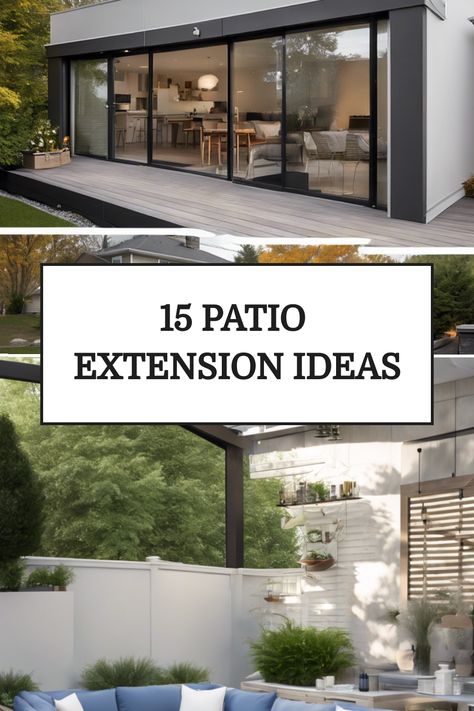 15 ideas for extending your patio with modern designs and lush landscaping Small Patio Extension Ideas, Diy Patio Extension Ideas, Lanai Extension Ideas, Back Patio Extension Ideas, Extended Patio Ideas Backyards, Patio Extension Ideas On A Budget, Diy Patio Extension, Covered Patio Extension Ideas, Attached Covered Patio Ideas