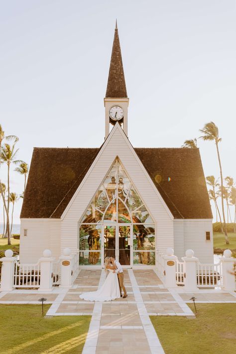 Chapel Grand Wailea Maui Hawaii Wedding Photographer Inspiration Resort Beach Elopement Photography Tropical Beach Chapel Wedding, Hawaii Wedding Chapel, Country Chapel Wedding, Elopement Chapel, Grand Wailea Maui, Wedding Chapel Ideas, Wailea Maui, Glass Chapel, Church Building Design