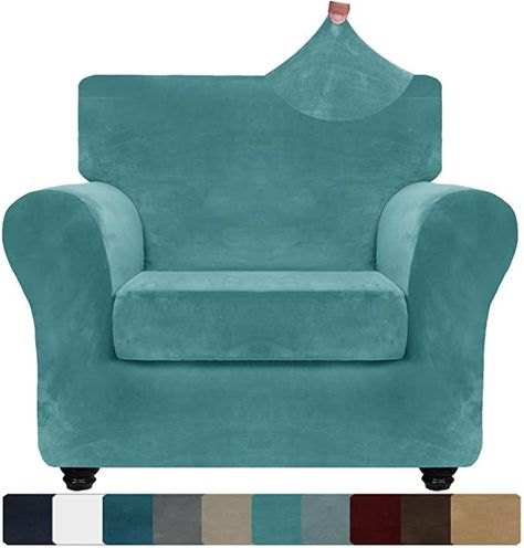 Amazon.com: ZNSAYOTX Luxury Velvet Chair Slipcovers with Arms 2 Piece Stretch Chair Covers for Living Room Thick Soft Armchair Slipcover Anti Slip Dog Pet Friendly Furnitre Protector (Peacock Blue, Chair) : Home & Kitchen Living Room Chair Covers, Pet Friendly Furniture, Types Of Couches, Chair Covers Slipcover, Couch Protector, Stretch Chair Covers, Old Sofa, Chair Slipcovers, Armchair Slipcover