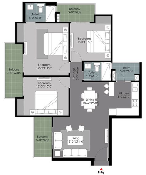 Small Modern House Plans, Two Story House Design, 2bhk House Plan, Bungalow Floor Plans, Indian House Plans, House Plans Mansion, Porch House Plans, Small House Elevation Design, Small House Floor Plans