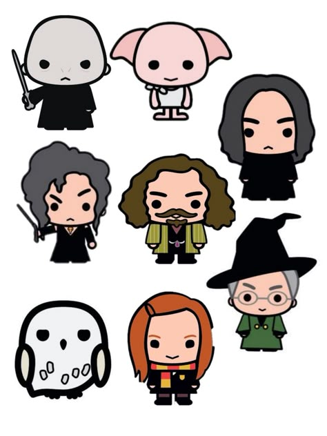 Harry Potter Characters Illustration, Harry Potter Hello Kitty, Harry Potter Chibi Art, Harry Potter Characters Drawings, Cute Harry Potter Drawings, Harry Potter Cartoon Drawing, Harry Potter Cartoon Art, Dibujos Harry Potter, Harry Potter Personajes