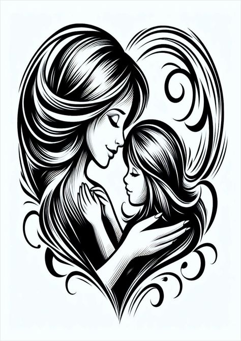 Visit our website and have access to thousands of incredible images. Drawing Mother And Daughter, Drawing Mother, Ideas For Tattoos, Mother And Daughter Drawing, Tattoo Png, Free Tattoo, Female Tattoo, Mother And Daughter, Coloring Pictures