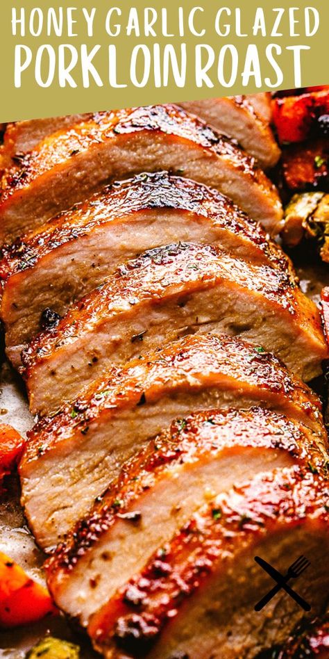 Honey Garlic Glazed Pork Loin, Daging Babi Panggang, Glazed Pork Loin, Roasted Pork Loin, Pork Loin Recipe, Pork Loin Roast Recipes, Daging Babi, Glazed Pork, Pork Roast Recipes