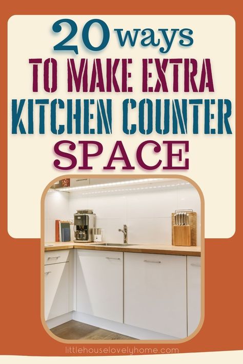 Maximize your kitchen's potential with these brilliant ideas for creating extra counter space! From clever storage solutions to practical countertop extensions, you'll find inspiration to optimize your cooking haven. Click now to explore the full article and join us for more innovative kitchen ideas! Add Kitchen Counter Space, More Kitchen Counter Space, Maximise Kitchen Space, Expandable Kitchen Counter, Creating More Counter Space In Kitchen, Adding More Counter Space In Kitchen, Diy Counter Extension, Small Kitchen Storage Ideas Organizing Counter Space, Additional Counter Space In Kitchen