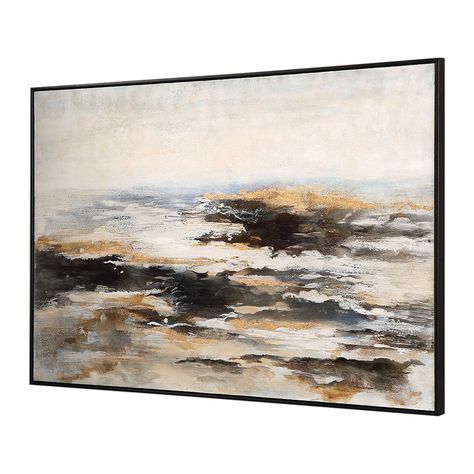 Aftermath Hand Painted Canvas | Uttermost Uttermost Art, Beige Shades, Hand Painted Wall Art, Hand Painted Artwork, Beach Painting, Hand Painted Canvas, Bright Gold, Gallery Frame, Art Abstrait