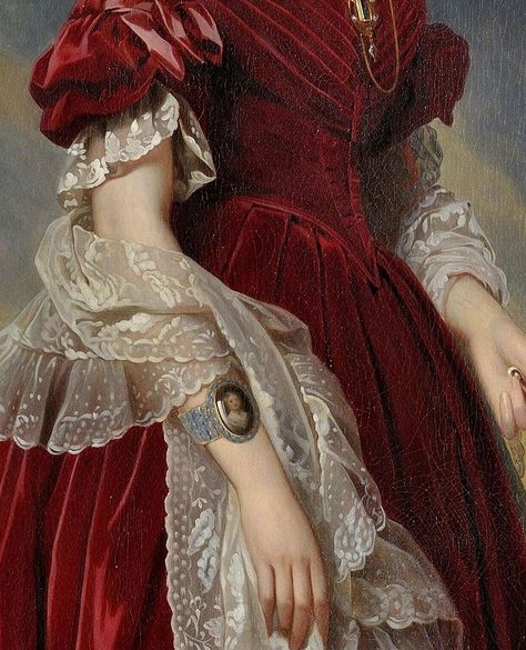 Art • Instagram Vestidos Color Vino, Golden Aesthetic, Franz Xaver Winterhalter, Detailed Art, Dress Painting, Rennaissance Art, Art Details, History Fashion, Red Dress Women