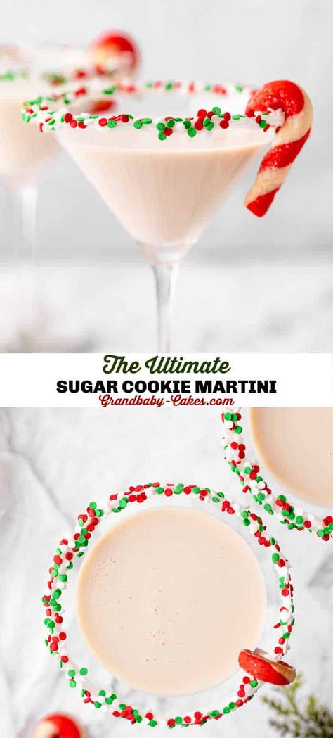 Simple Martini Recipes, Sugar Cookie Martini Recipe, Sugar Cookie Martini, Cookie Martini, Christmas Beverages, Christmas Cocktails Easy, Xmas Drinks, Christmas Drinks Alcohol Recipes, Christmas Drinks Recipes