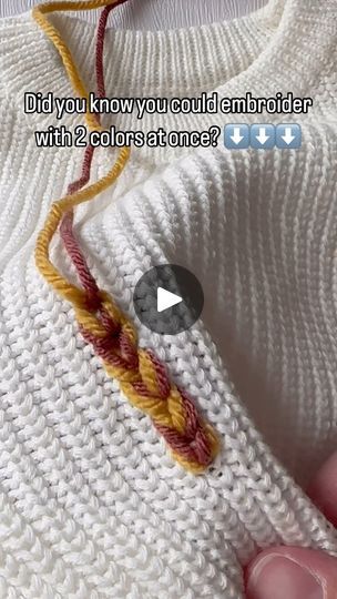 5K views · 334 reactions | Not only can you make a “thicker” chunky look out of doubling up your thinner yarn. But you can also get a cool marbled effect by combining 2 yarn colors. How cool would this be for a name sweater?!?
.
.
.
.
#colorado #embroidery #handembroidery #yarnembroidery #mamaandme #personalizedbabyclothes #babyshower #babyshowergift #newbornoutfit #announcementoutfit #newbabyannouncement #babynamesweater #customsweater #namesweater #embroideredsweater #coloradomoms #hospitalbag #firstbirthday#coloradosmallbusiness #womanownedbusiness #kidsclothing #embroiderydiy #genderneutral #embroiderytutorial #chainstitch | Aspen Lyn Outlet | Hand-Embroidery | therickybarrera · Original audio Chunky Sweater Embroidery, Yarn Embroidery On Sweater Diy, Diy Sweater Embroidery, Yarn Embroidery On Sweater, Colorado Embroidery, Name Sweater, Diy Sweater, Custom Sweaters, Personalized Baby Clothes