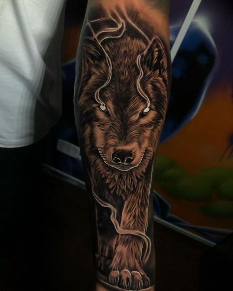 Half Sleeve Tattoos Wolf, Calf Sleeve Tattoo, Wolf Tattoo Forearm, Shen Long Tattoo, Fenrir Tattoo, Calf Tattoo Men, Tiger Tattoo Sleeve, Wolf Tattoos Men, Lion Tattoo Sleeves