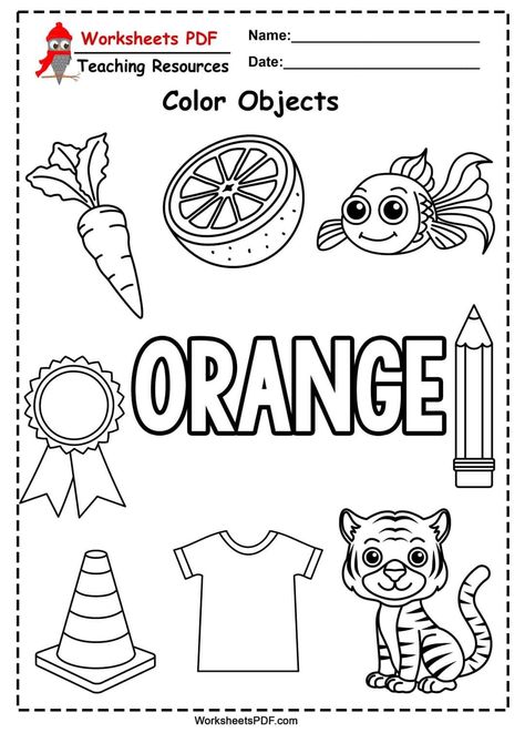 Color Orange Worksheets For Preschool, Attendance Chart, Preschool Theme, Color Worksheets, Teacher Ideas, Color Theme, Working With Children, Preschool Art, Color Themes