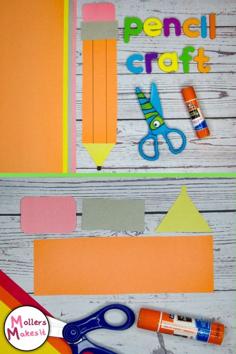 Come make this adorable DIY Pencil craft.  All you need is construction paper, Pencil,
and glue.  Easily follow the simple step
by step instructions and you will have an adorable Pencil craft in no
time.  This paper craft is a great
activity for parents and teachers to make with their kiddos.  For more easy DIY crafts visit
MollersMakesIt.com Pencil Craft, Craft Instructions For Kids, Pencil Crafts, Stationary Craft, Teacher Craft, Diy Pencil, Back To School Crafts, Farm Crafts, Paper Pencil