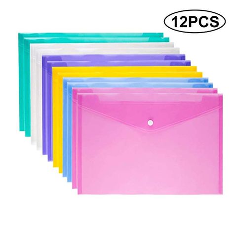 Amazon.com : Ispeedytech 12 Pcs Poly Envelope Folder with Snap Button Closure, Premium Quality Plastic Envelopes, Waterproof Transparent Project Envelope Folder, A4 Letter Size in 6 Assorted Colors : Gateway Bedazzled Liquor Bottles, Accordion Folder, Office Organization At Work, Cute School Stationary, Plastic Folders, 5th Grade Classroom, Document Folder, Drawing Activities, Stationary School