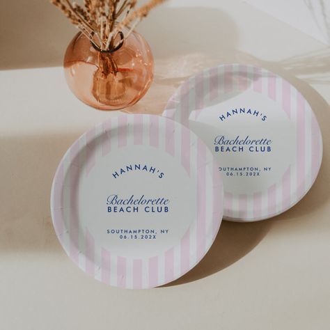 Retro Modern Vintage Navy & Pink Bachelorette Paper Plates Navy Bachelorette Party, Vintage Bachelorette, Blue Bachelorette, Pink Bachelorette, Party Vibe, Bachelorette Party Planning, Wedding Plates, Beach Bachelorette, Bachelorette Outfits