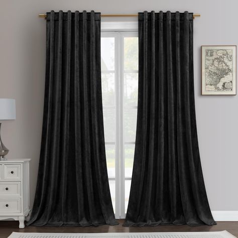 PRICES MAY VARY. Luxury Velvet Curtains: HOMEIDEAS room darkening curtains feature soft-smooth touch and beautiful drape sense with charming tones and hues, which easily blend into any style setting to creates a warm elegant feeling to rooms. Well Made: Sold as 2 panels with 9 beautiful colors & 3 different length sizes. Rod Pocket Back Tab designed window curtains fit up to 3" curtain rod can be hung on a rod or with curtain clips, creating different styles easily. Light Filtering: These elegan Panel Drapes, Velvet Room, Velvet Drapes, Insulated Curtains, Curtains For Living Room, Drape Panel, Thermal Curtains, Darkening Curtains, Rod Pocket Curtain Panels