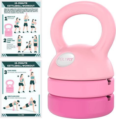 Amazon.com : Adjustable Kettlebell - 5 lbs, 8 lbs, 12 lbs Kettlebell Weights Set for Home Gym - Pink : Sports & Outdoors Adjustable Kettlebell, 15 Minute Workout, Ankle Weights, Home Exercise Routines, Core Training, Gym Essentials, Weight Set, Exercise Routine, Home Gym Equipment