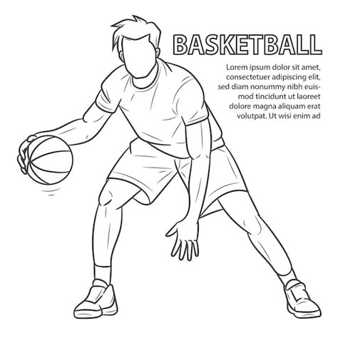 Basketball Players Drawing, Basketball Drawing Ideas, Basketball Drawings Easy, Drawing Ideas Basketball, Basketball Poses Drawing, Basketball Drawings Sketches, Playing Basketball Drawing, Bounce Drawing, Sport Drawing Ideas Art