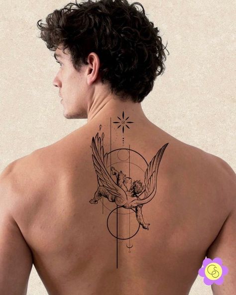 Romanticism Tattoo, Icarus Tattoos, Husband Tattoos, Icarus Aesthetic, Tattoos Trendy, Icarus Tattoo, Atlas Tattoo, Simple Tattoos For Guys, Aesthetic Tattoos