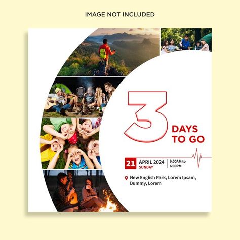 PSD three days to go post with image col... | Premium Psd #Freepik #psd Collage Social Media Post, Social Media Collage, Image Collage, Technology Icon, Card Banner, Presentation Template Free, Poster Invitation, Social Media Design Graphics, Post Design