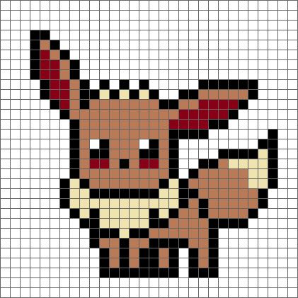 Eevee Pixel Art Grid, Minecraft Pokemon Pixel Art, Wings Of Fire Perler Beads, Pokemon Crochet Tapestry, Pokemon Tapestry Crochet, Eevee Pixel Art, Pokemon Perler Bead Patterns, Pixel Art Animals, Pokemon Pixel Art