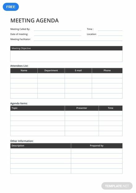 Get to make a list of items and topics to be discussed for an upcoming meeting with this sample form. This template can help you craft a well-formatted meeting agenda. It is easy to edit and printable. Team Meeting Agenda, Meeting Notes Template, Pitch Presentation, Meeting Minutes, Template Free Printable, Meeting Agenda Template, Sign In Sheet, Meeting Agenda, Small Business Organization