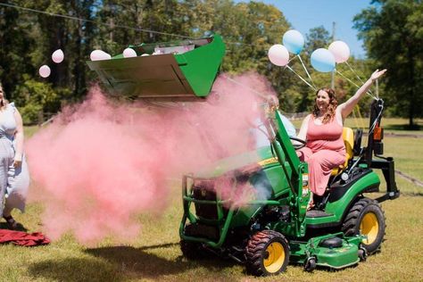 Tractor Gender Reveal Ideas, Tractor Gender Reveal, Farm Gender Reveal Ideas, Gender Reveal Party Theme, Gender Reveal Ideas, Gender Reveals, Baby Gender Reveal Party, Family Ideas, Baby Gender Reveal