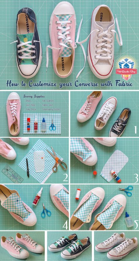 DIY Customizable Converse by Melissa Mortenson - The Jolly Jabber Quilting Blog Canvas Shoes Diy, Upcycle Shoes, Diy Converse, Quilted Shoes, Shoe Hacks, Shoe Refashion, Painted Shoes Diy, Shoe Makeover, Painted Canvas Shoes